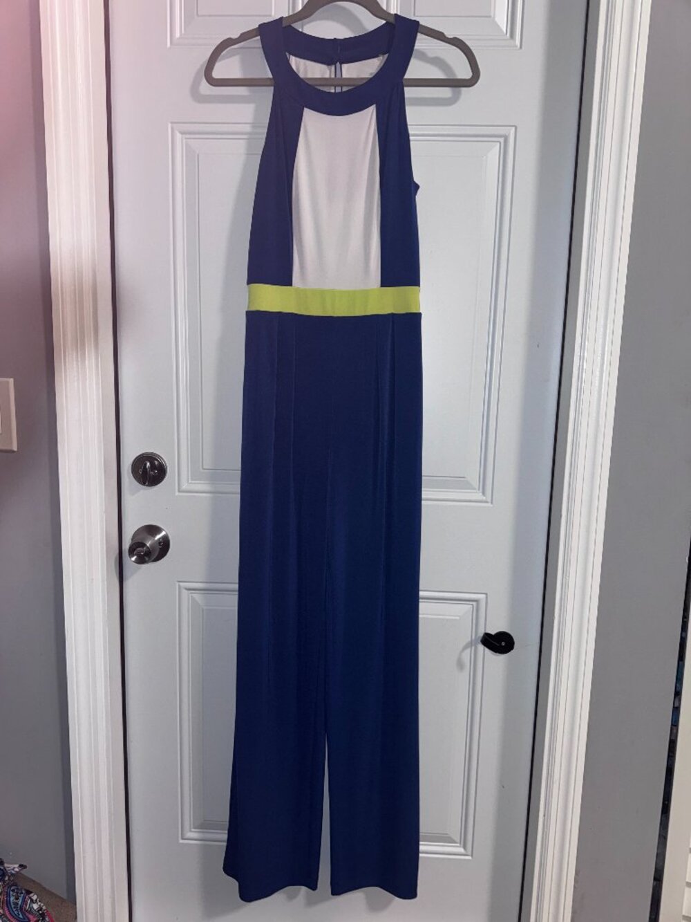 Vince Camuto Ladies Navy Blue Romper slinky material that